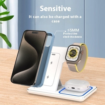 3 In 1 LED Fast Wireless Charger Stand Foldable Charging Station.