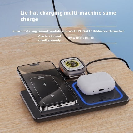 3 In 1 LED Fast Wireless Charger Stand Foldable Charging Station.